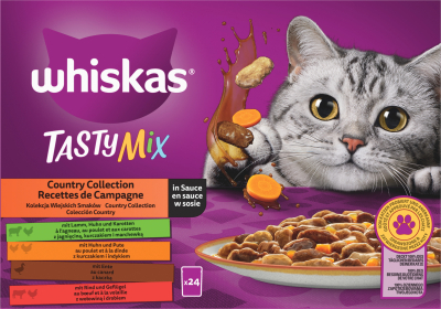 WHISKAS Tasty Mix Sachets fraîcheur Recettes de Campagne en sauce pour chat adulte 4 variétés