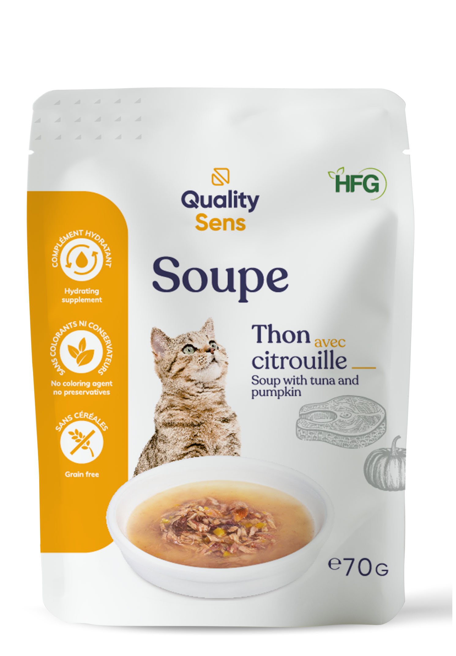 QUALITY SENS HFG - Soupes naturelles 70g pour chat - 3 recettes au choix