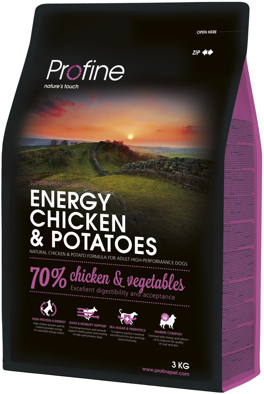 Ração seca para cão ativo Profine Energy chicken & potatoes