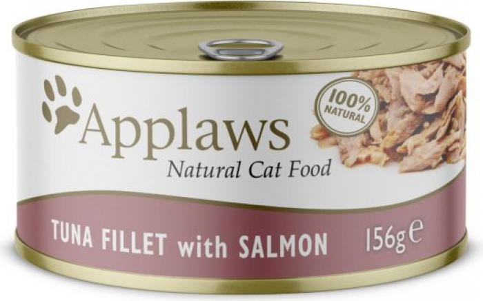 APPLAWS Desfiados de filete de atum e salmão em caldo para gato adulto
