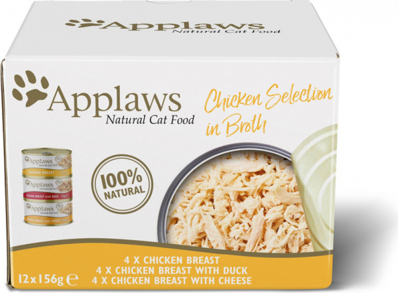 APPLAWS 100% Natural Selección de pollo en caldo para gatos - multipack