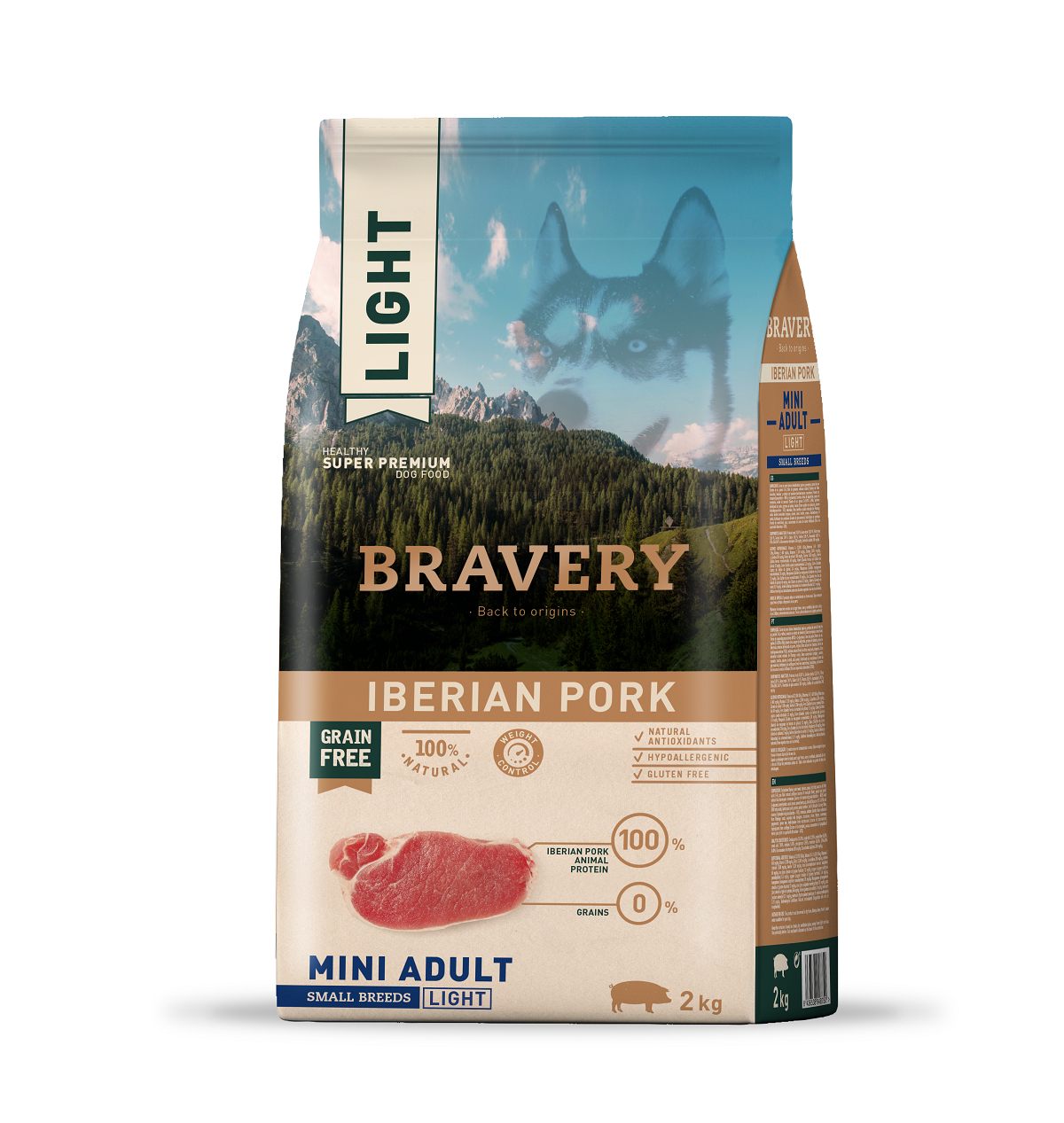 BRAVERY Adult Small Light Getreidefrei Iberian Pork ohne Getreide für kleine Hunde, sterilisiert