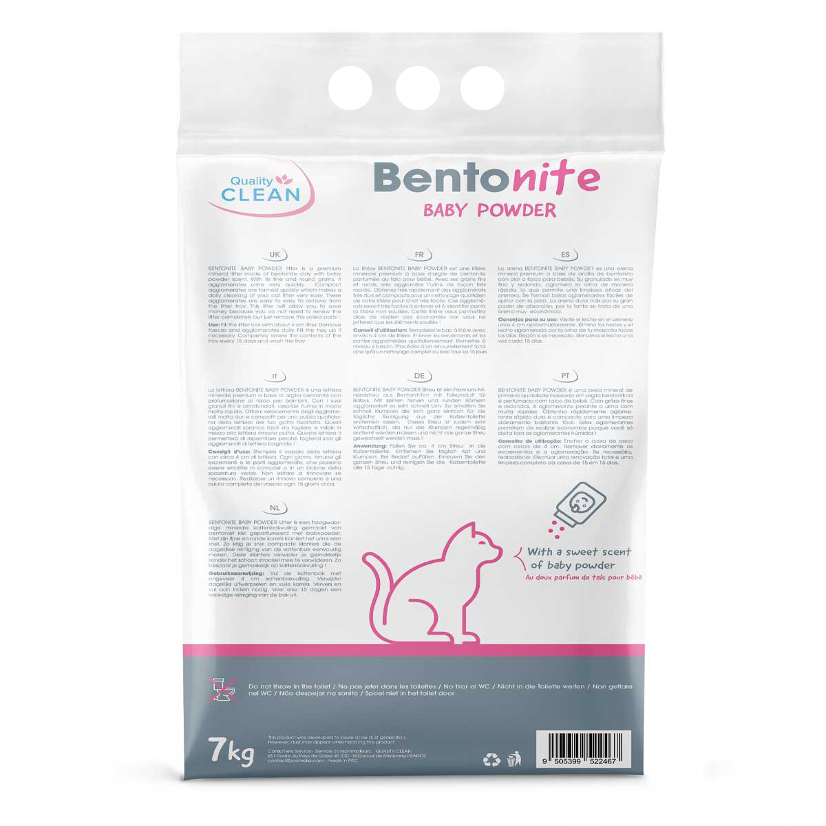 Litière minérale Bentonite Baby Powder ultra agglomérante pour chat