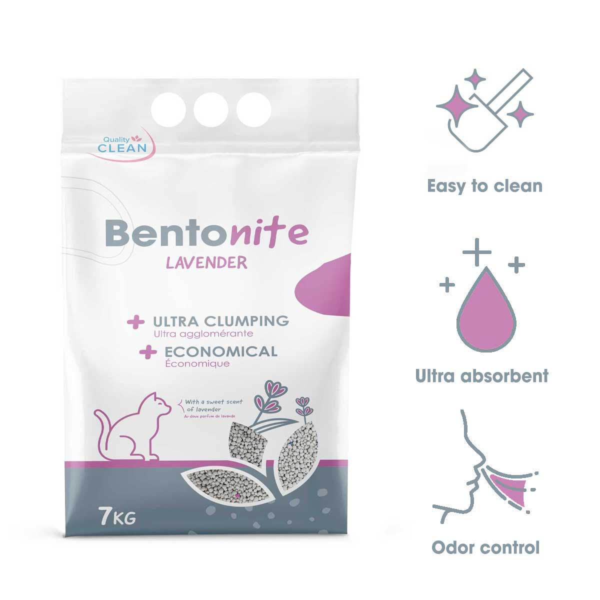 Bentonit-Lavendel-Mineral-Katzenstreu ultraklumpend