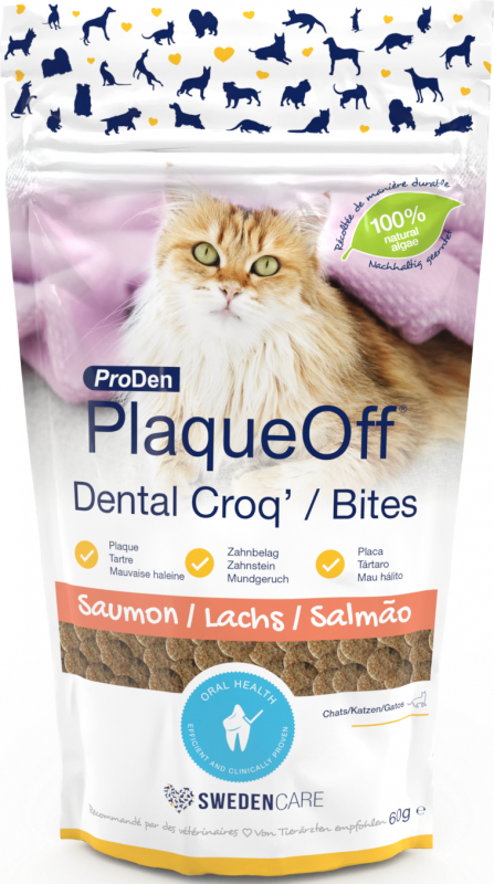 Proden PlaqueOff dental Croq' Lachs für Katzen-Spezial