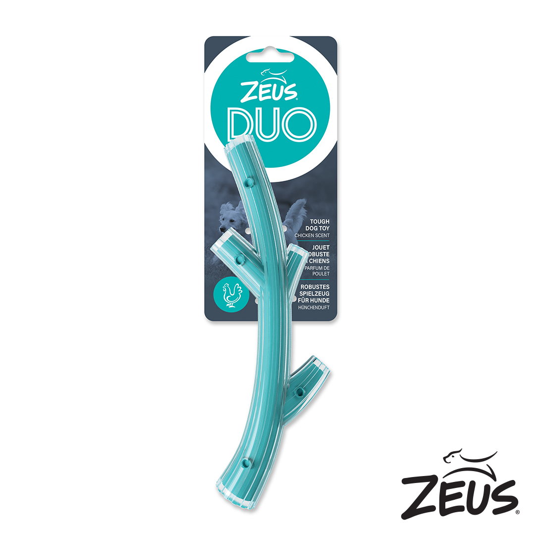 Zeus Duo Stick Turquoise, goût poulet - 23 cm