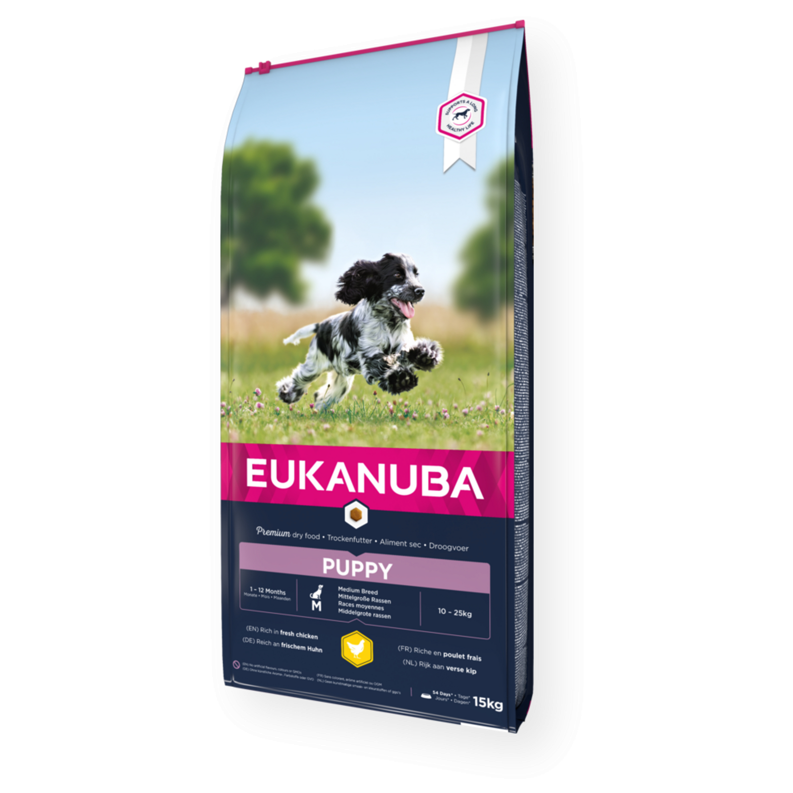 Ração seca sem cereais para cachorros de Raça Média Eukanuba Growing Puppy Medium Breed