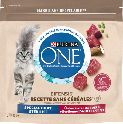 Purina One Bifensis Stérilisé Grain Free Bœuf pour chat adulte