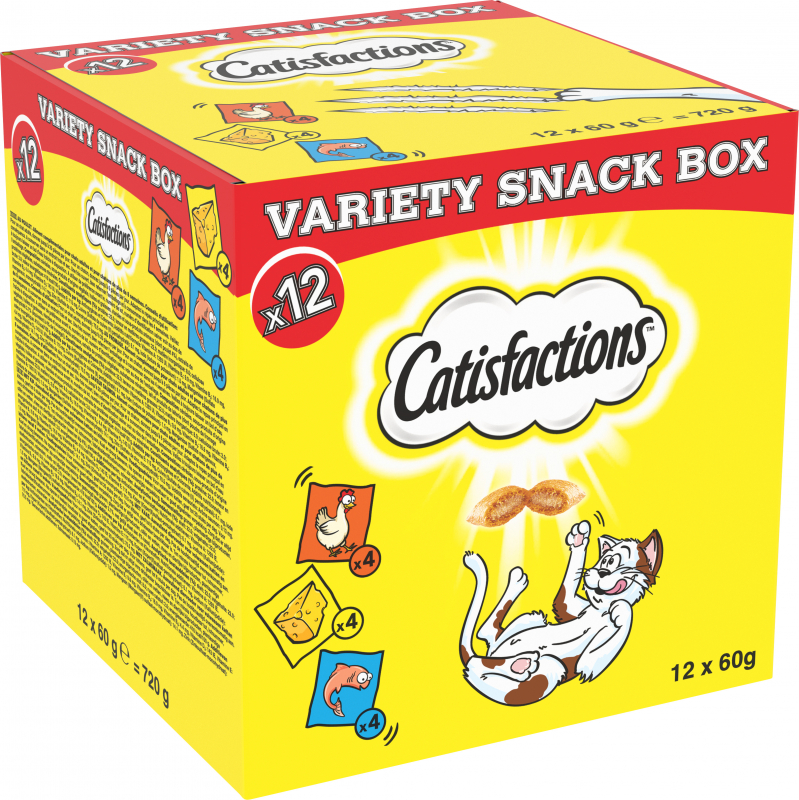 Friandises Catisfactions Variety Snack Box pour chat 12x60g