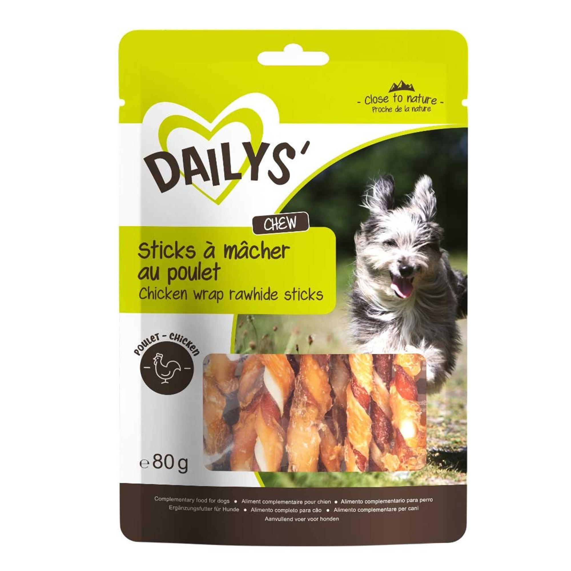 Dailys Sticks à mâcher au poulet pour chien 