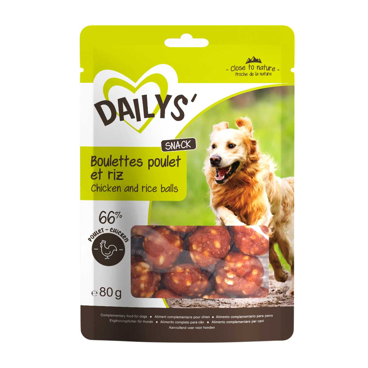 Dailys bolitas de pollo y arroz para perros