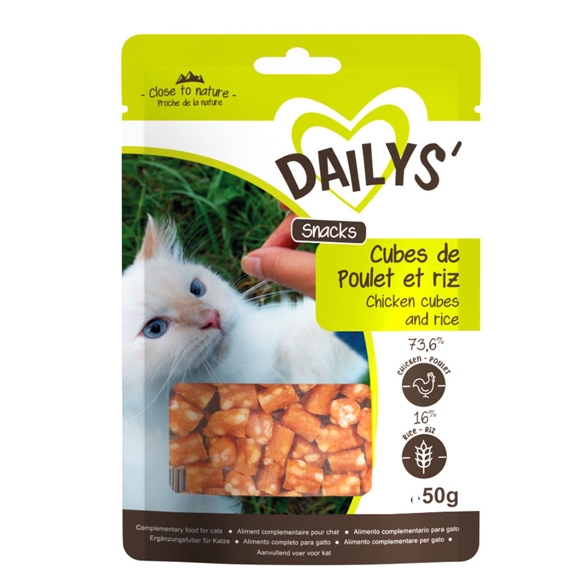 Dailys Cubes de poulet et riz pour chat 