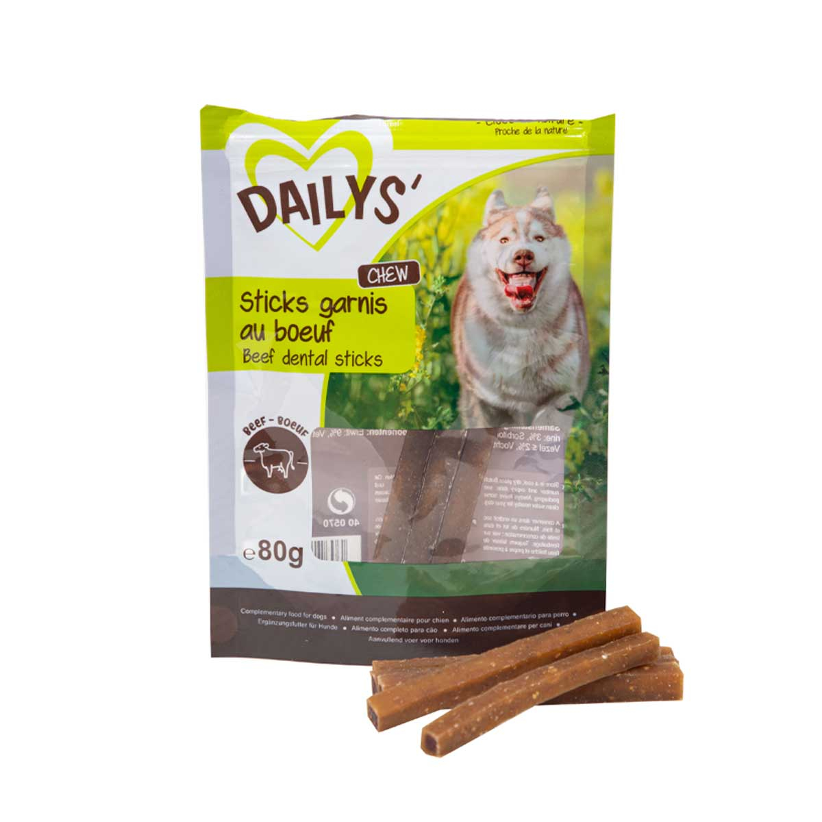 Dailys Sticks fourrés au bœuf pour chien 