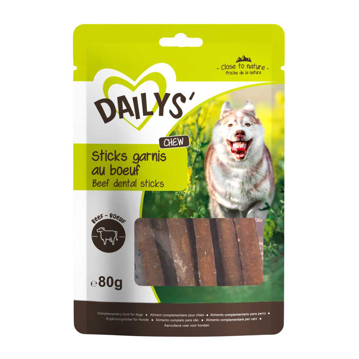 Dailys Sticks rellenos de ternera para perros