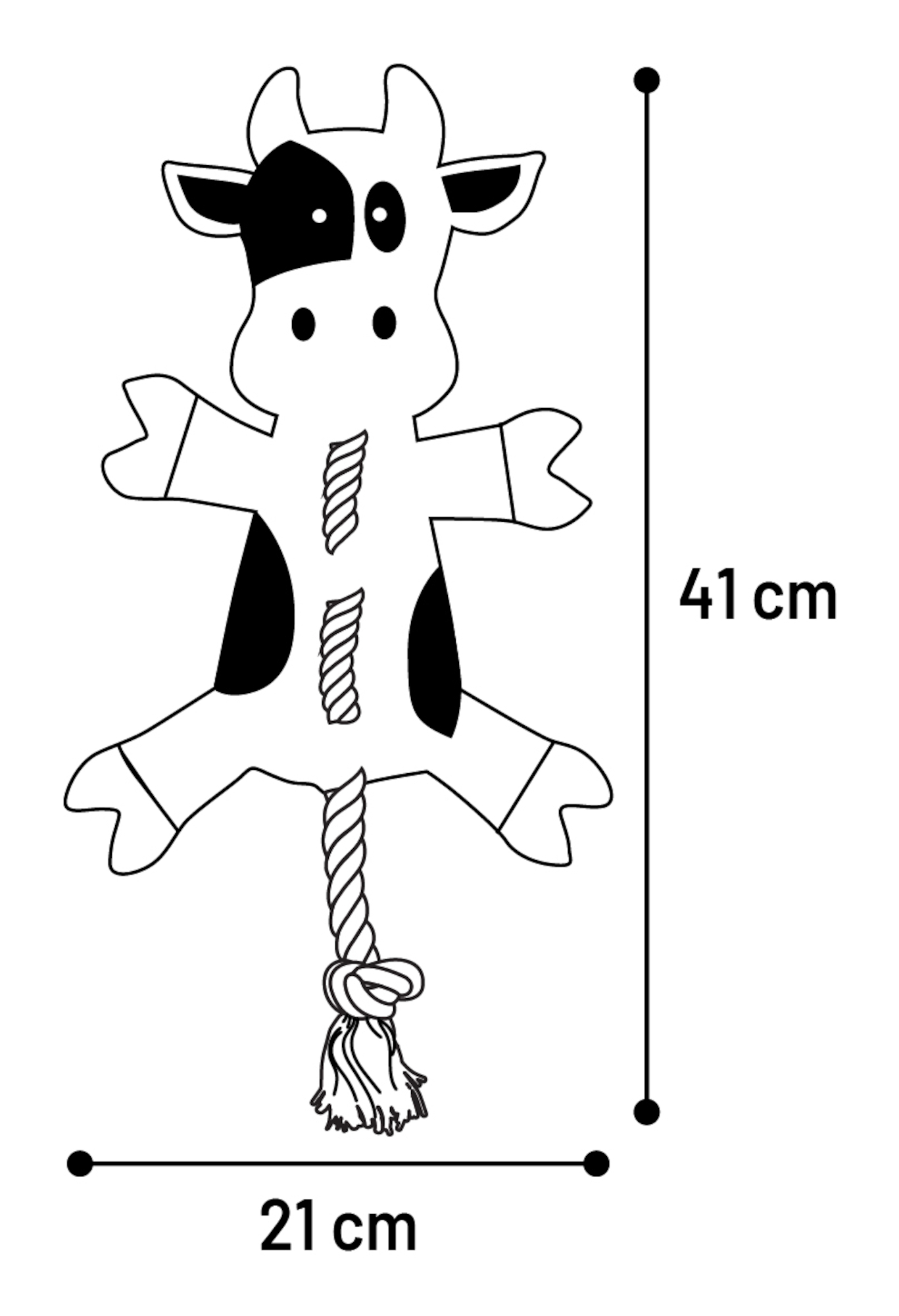 Jouet Charda Vache en tissu + corde