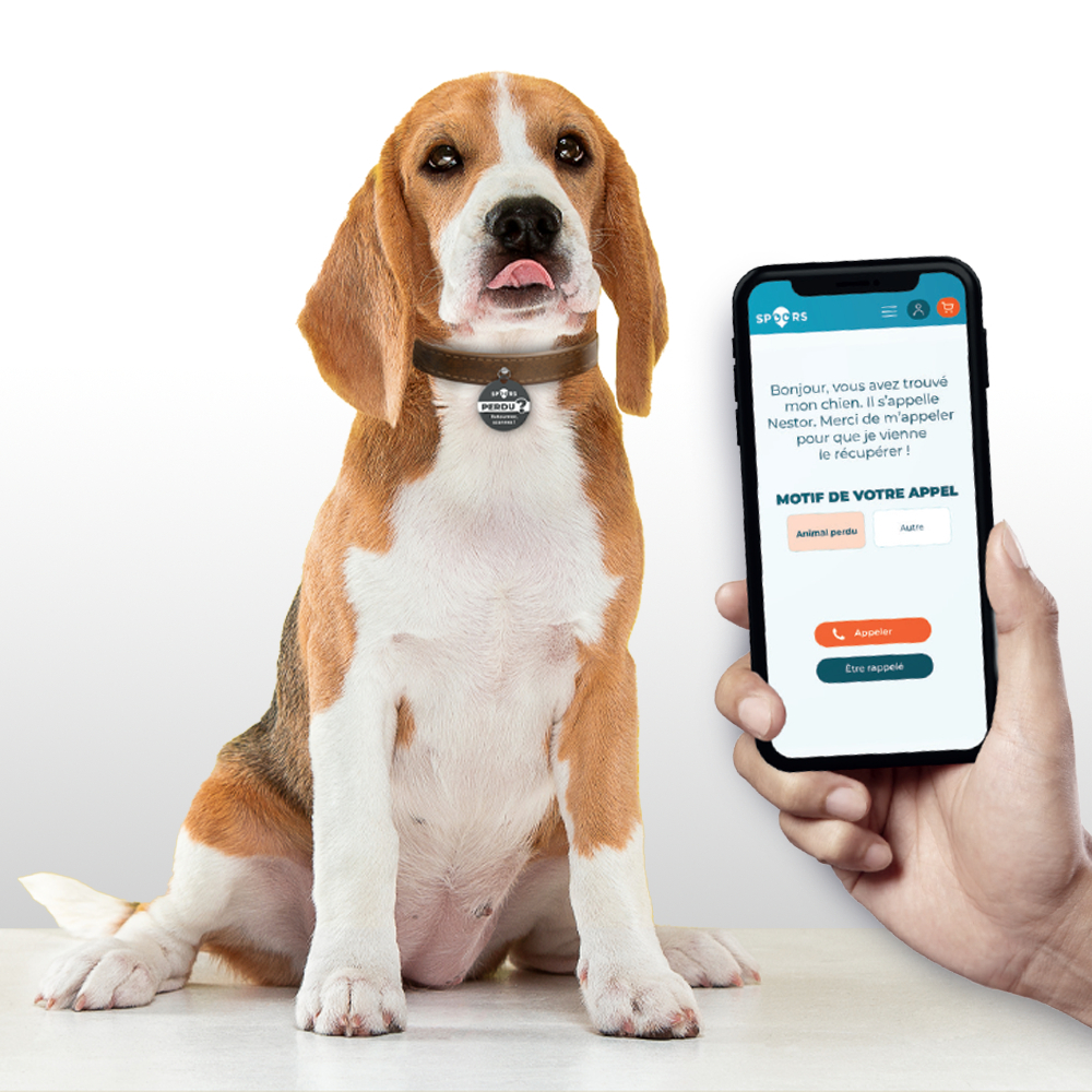 SPOORS Médaille digitalisée pour chien avec QR code - Fleur