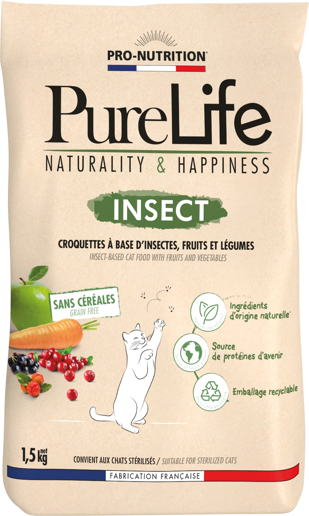 PRO-NUTRITION Pure Life Insect pienso de insectos para gatos
