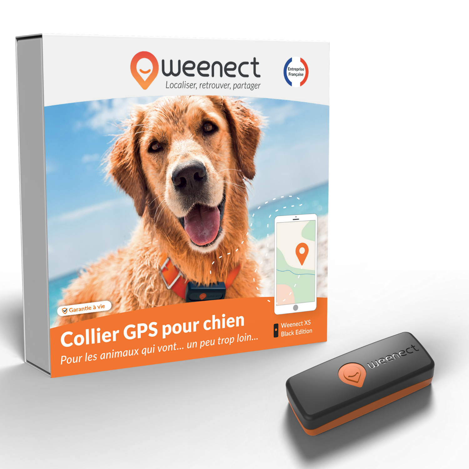 Weenect XS Hunde-GPS-Tracker (Weiß/Schwarz Edition 2023)