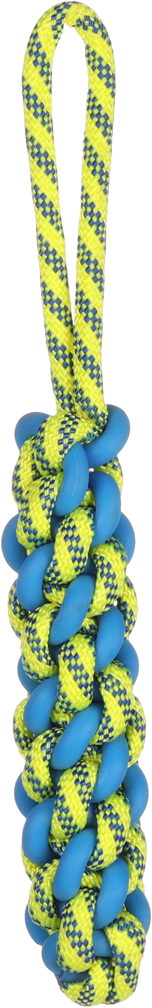 Hundespielzeug Tofla Ziehstab blau/gelb aus strapazierfähigem Gummi und Nylon