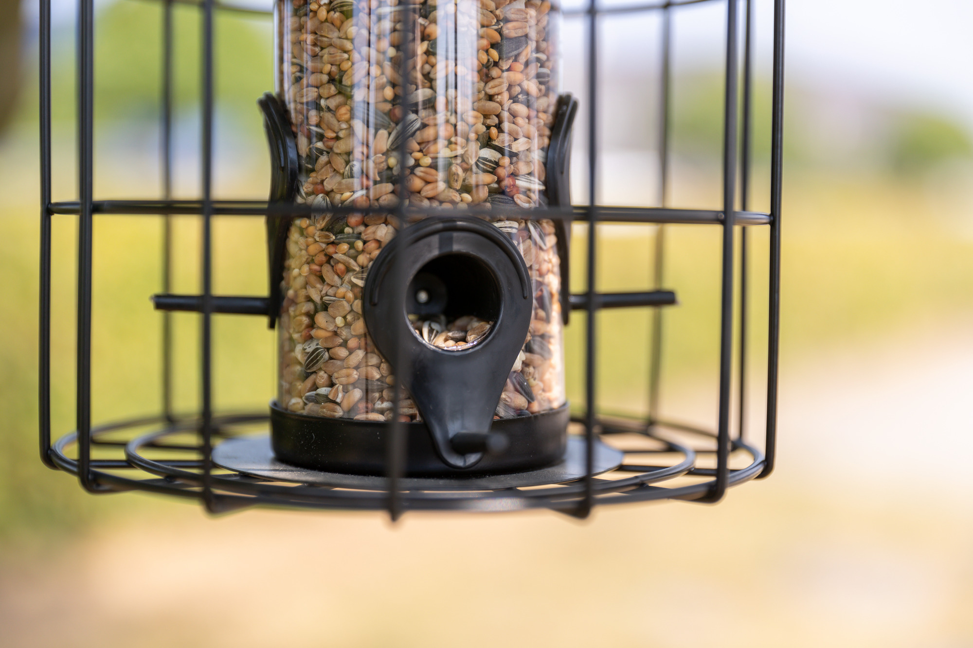 Comedero con sistema de protección para pájaros silvestres