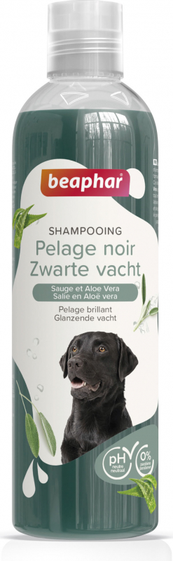 Shampoo essenziale per cani dal pelo nero, con aloe vera e salvia