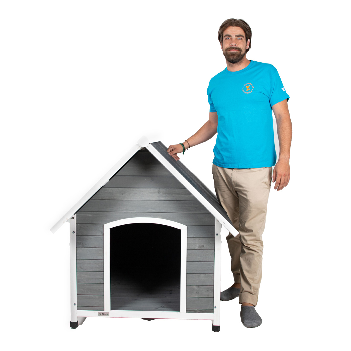 Presentado la caseta de madera para perros con techo de PVC Zolia Kiara