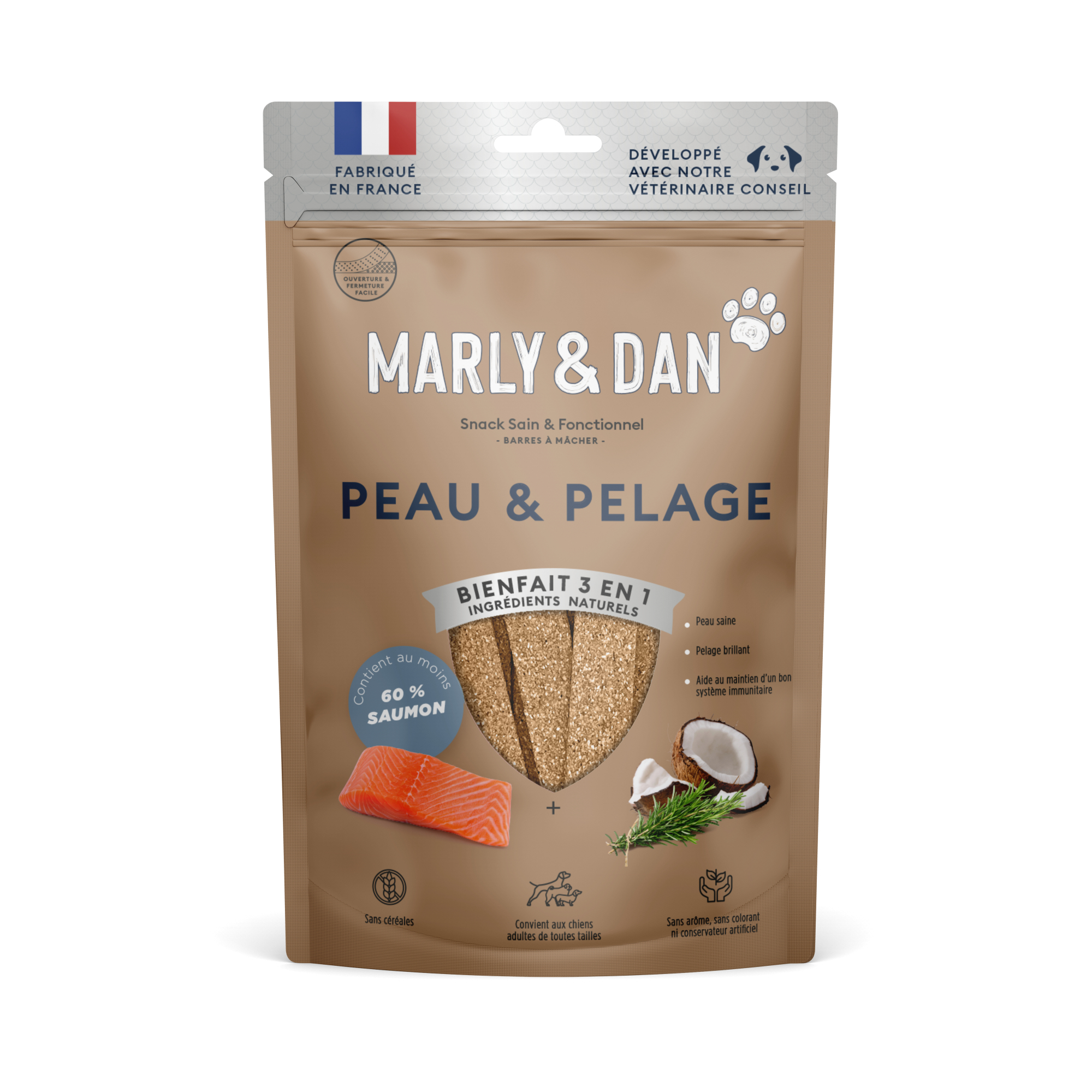 Marly & Dan Piel y Pelo barritas de salmón Snacks para perros