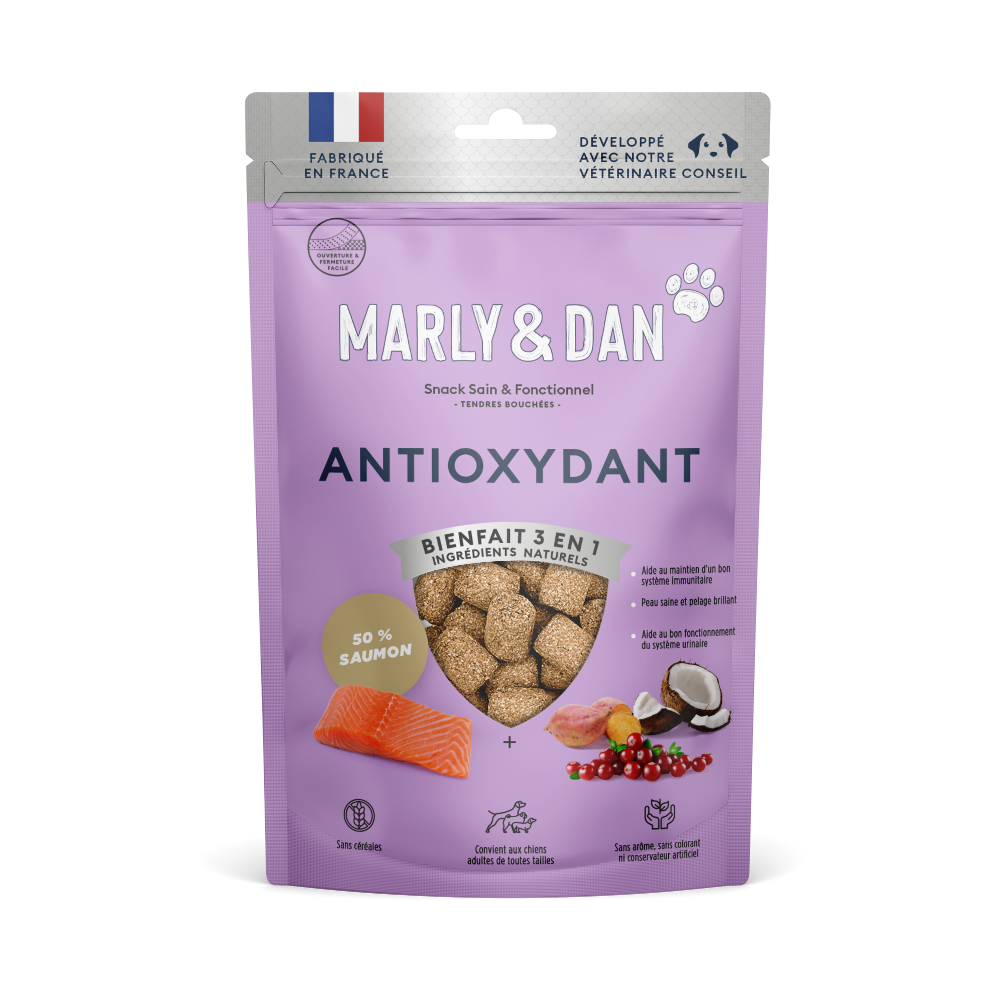 Marly & Dan Antioxydant Tiernos snacks de salmón para perros