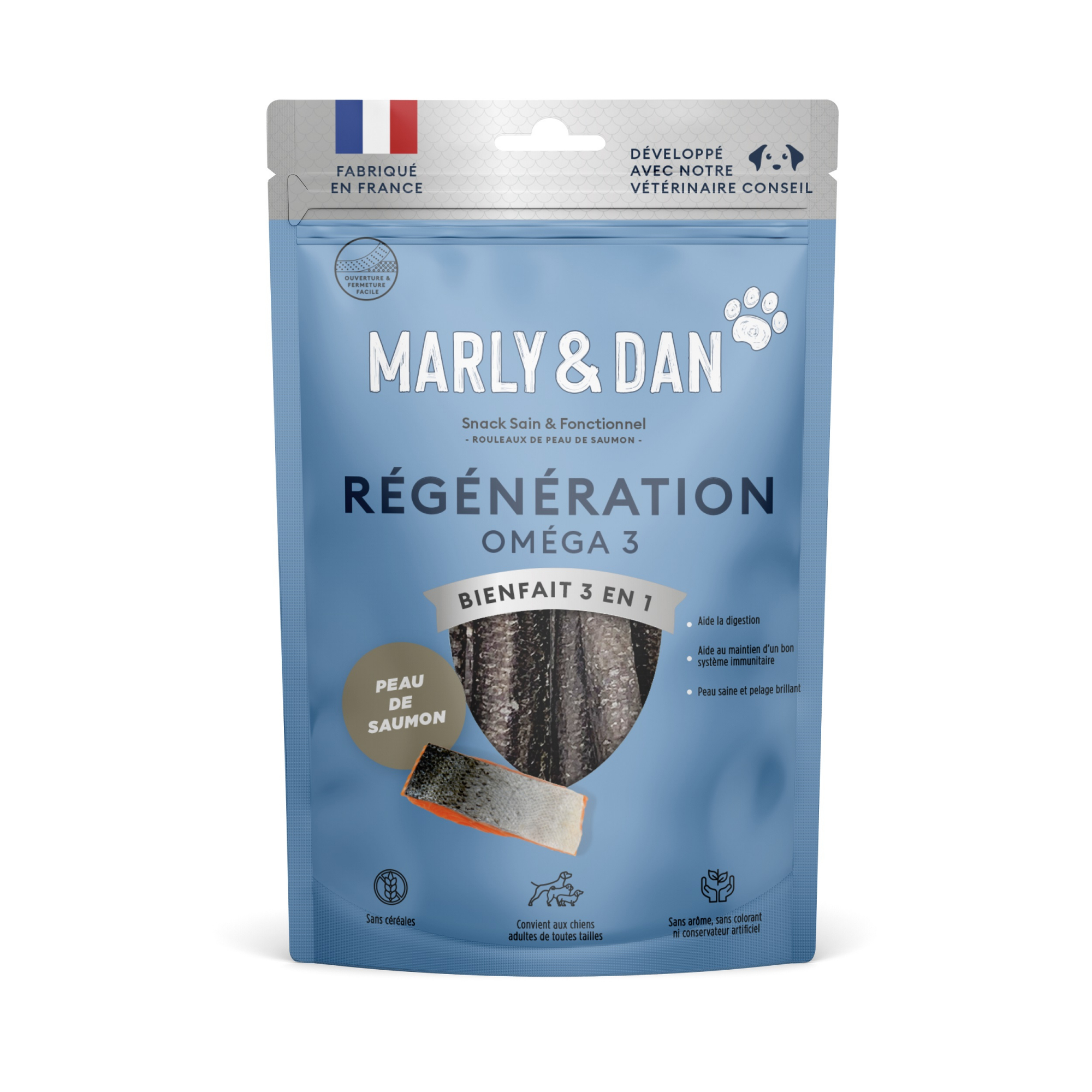 Rotoli rigeneranti per la pelle di Marly & Dan 100% salmone per cani
