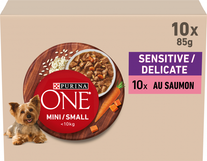 PURINA ONE MINI Sensitive / Delicate Salmón comida húmeda para perros pequeños