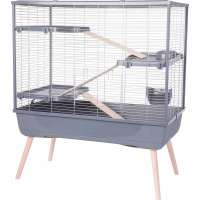 Cage pour lapin et grand rongeur - H92 cm à H114 cm - Zolux NEOLIFE grise