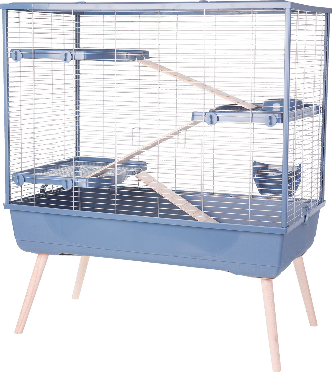 Cage pour lapin et grand rongeur - H92 cm à H114 cm - Zolux NEOLIFE bleue