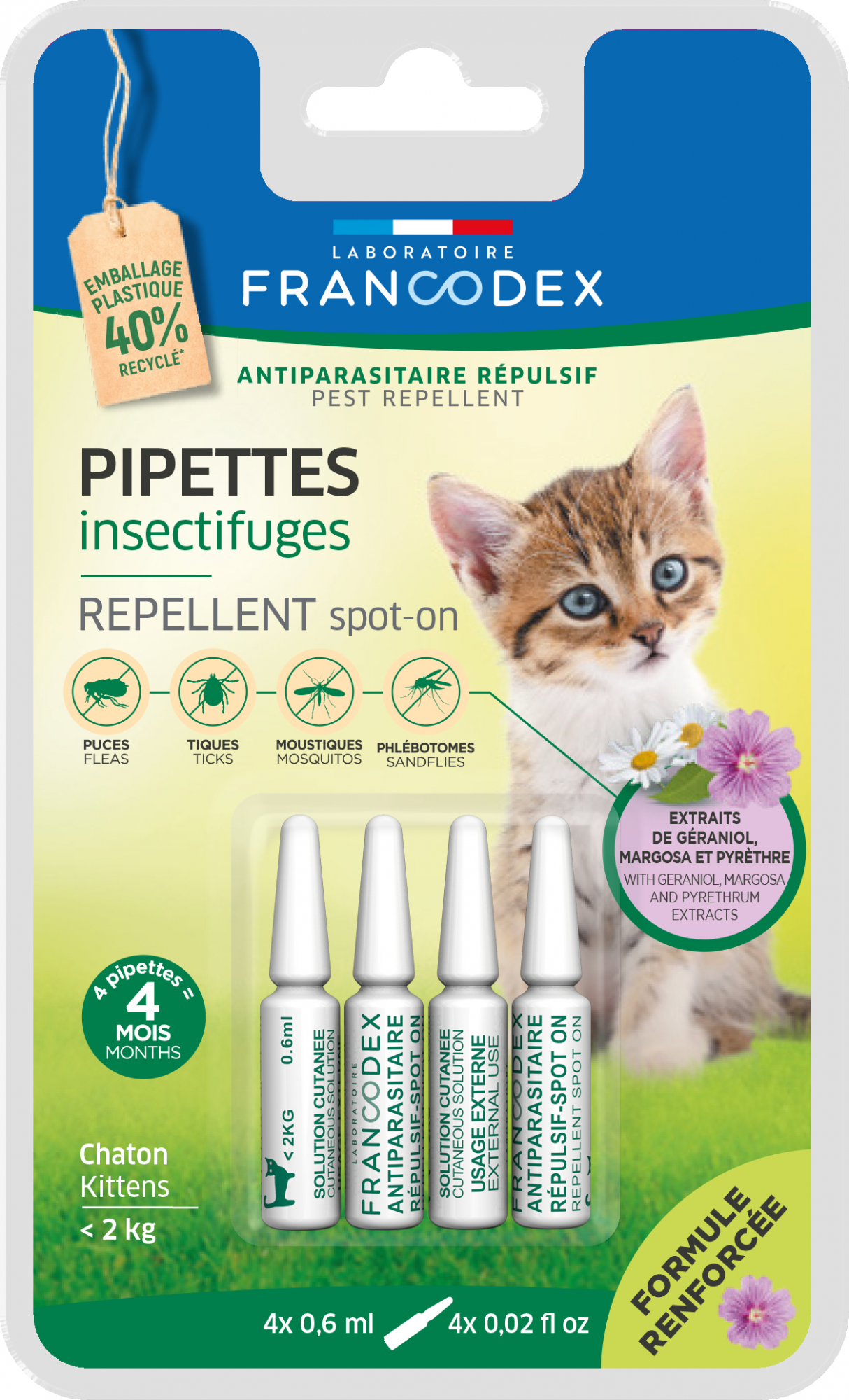 Francodex Pipetten-Insektenschutzmittel für Katzen oder Kätzchen