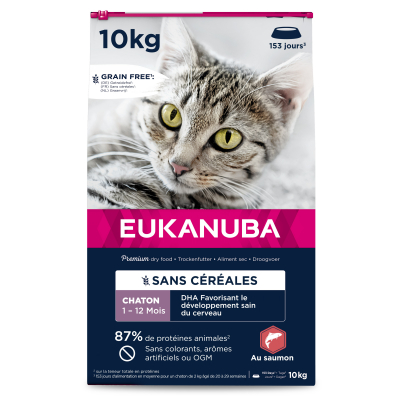 Eukanuba croquettes Sans Céréales au Saumon pour chaton