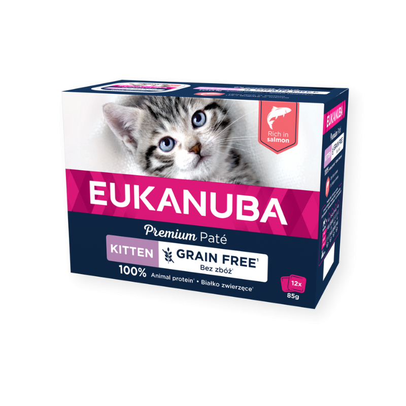 Eukanuba pâtée sans céréales riche en saumon pour chaton