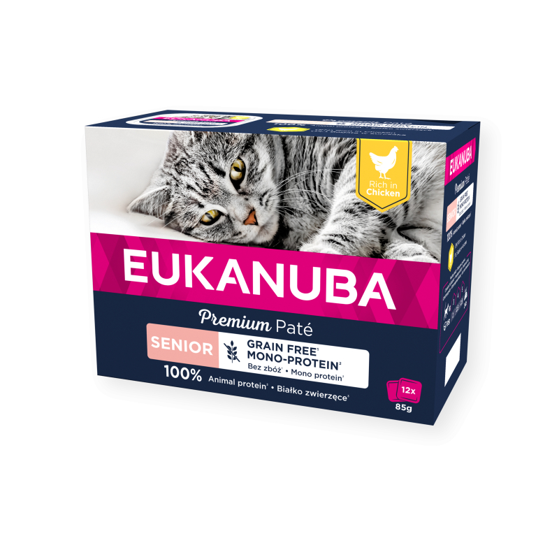 Eukanuba Senior Pollo Comida húmeda sin cereales para gatos