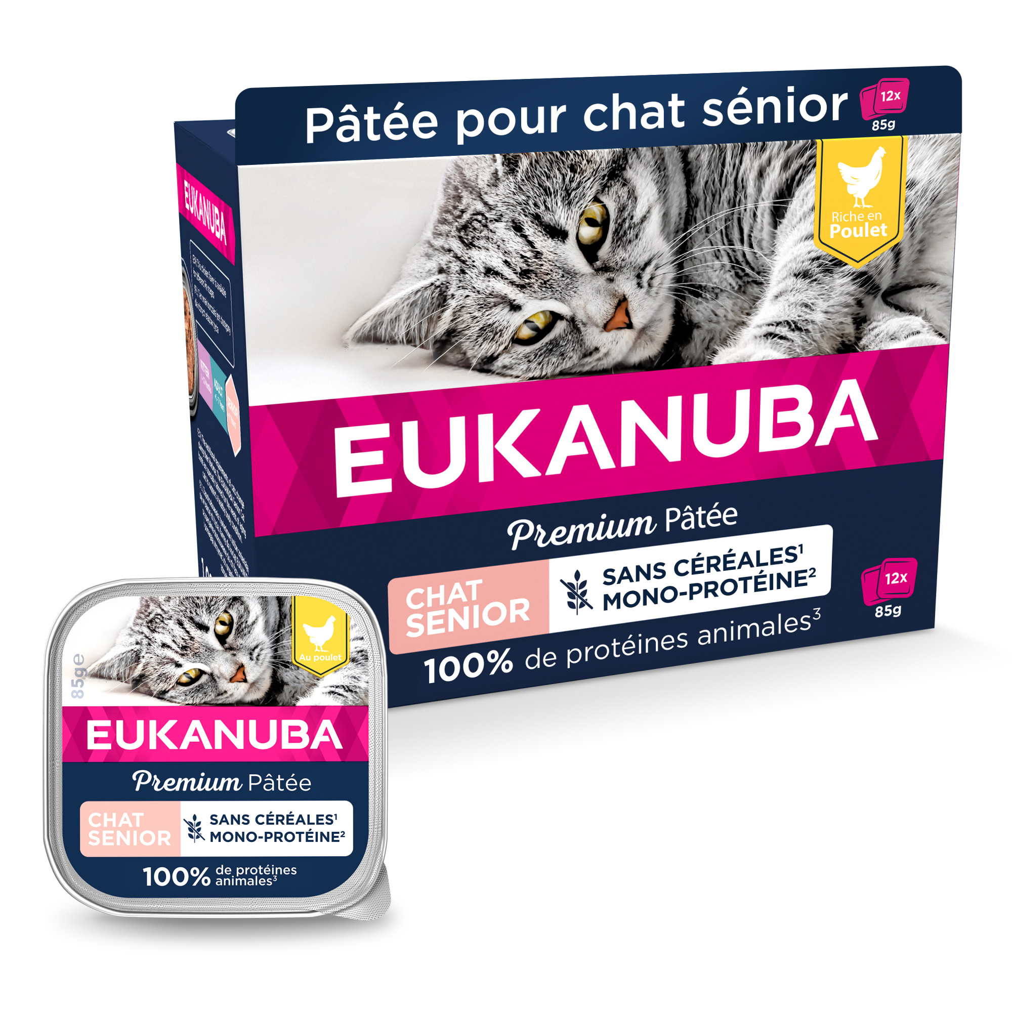 Eukanuba pâtée sans céréales mono-protéine au poulet pour chat senior