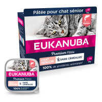 Eukanuba pâtée sans céréales riche en Saumon pour chat sénior