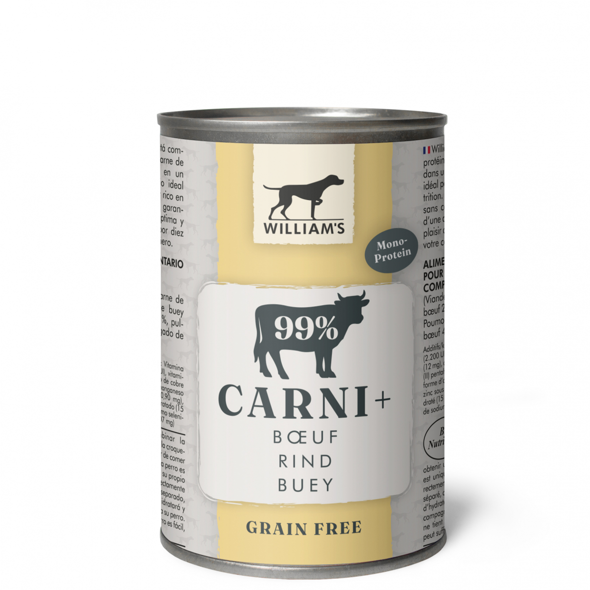 WILLIAM'S Carni+ Pâtée pour chien sans céréales au bœuf