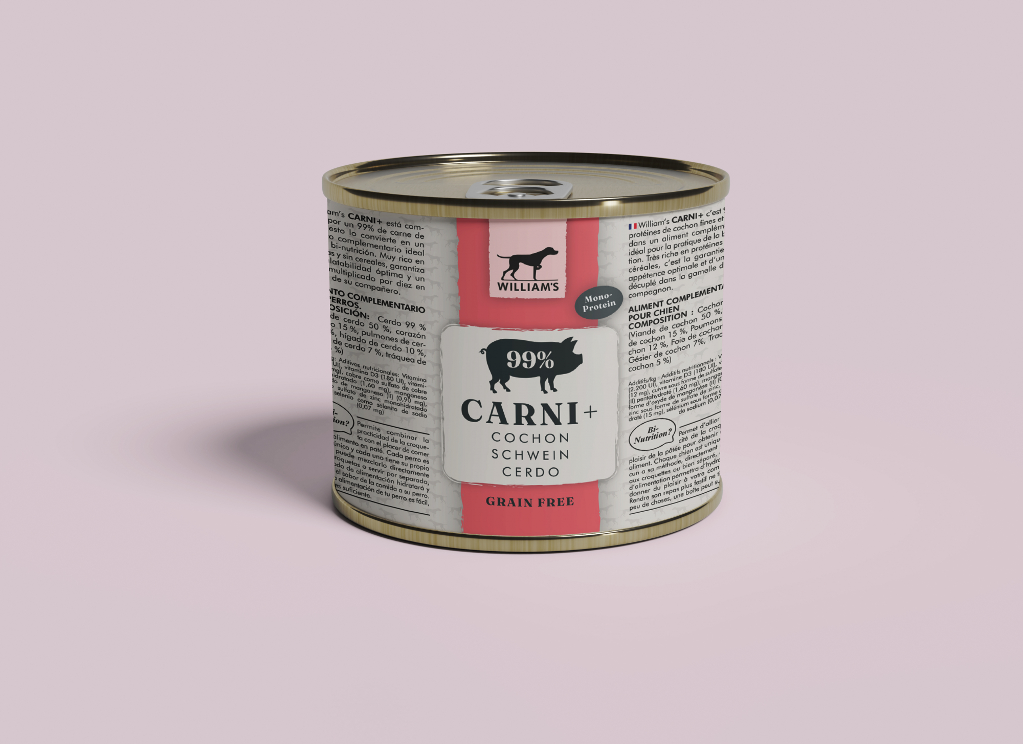 WILLIAM'S Carni+ Getreidefreies Nassfutter für Hunde mit Schweinefleisch