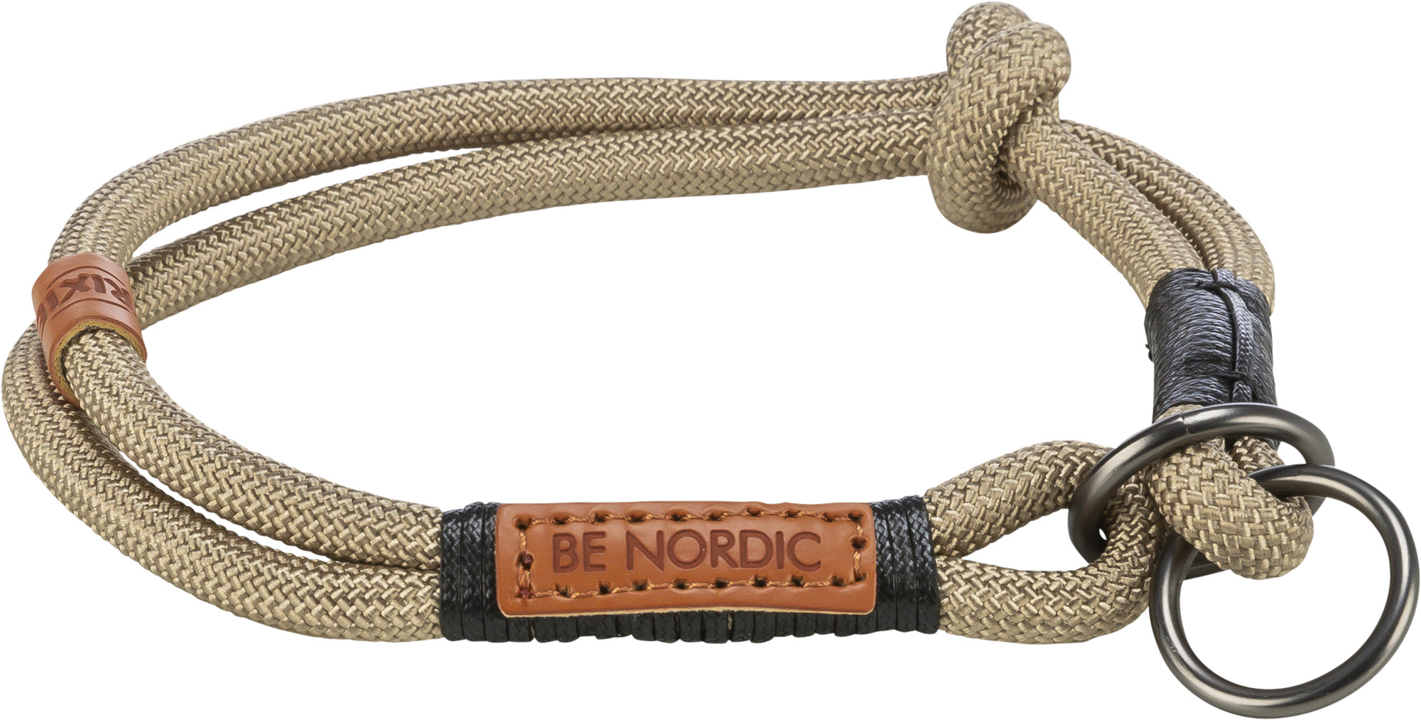 BE NORDIC semi-slip halsband in touw - Zand/Zwart