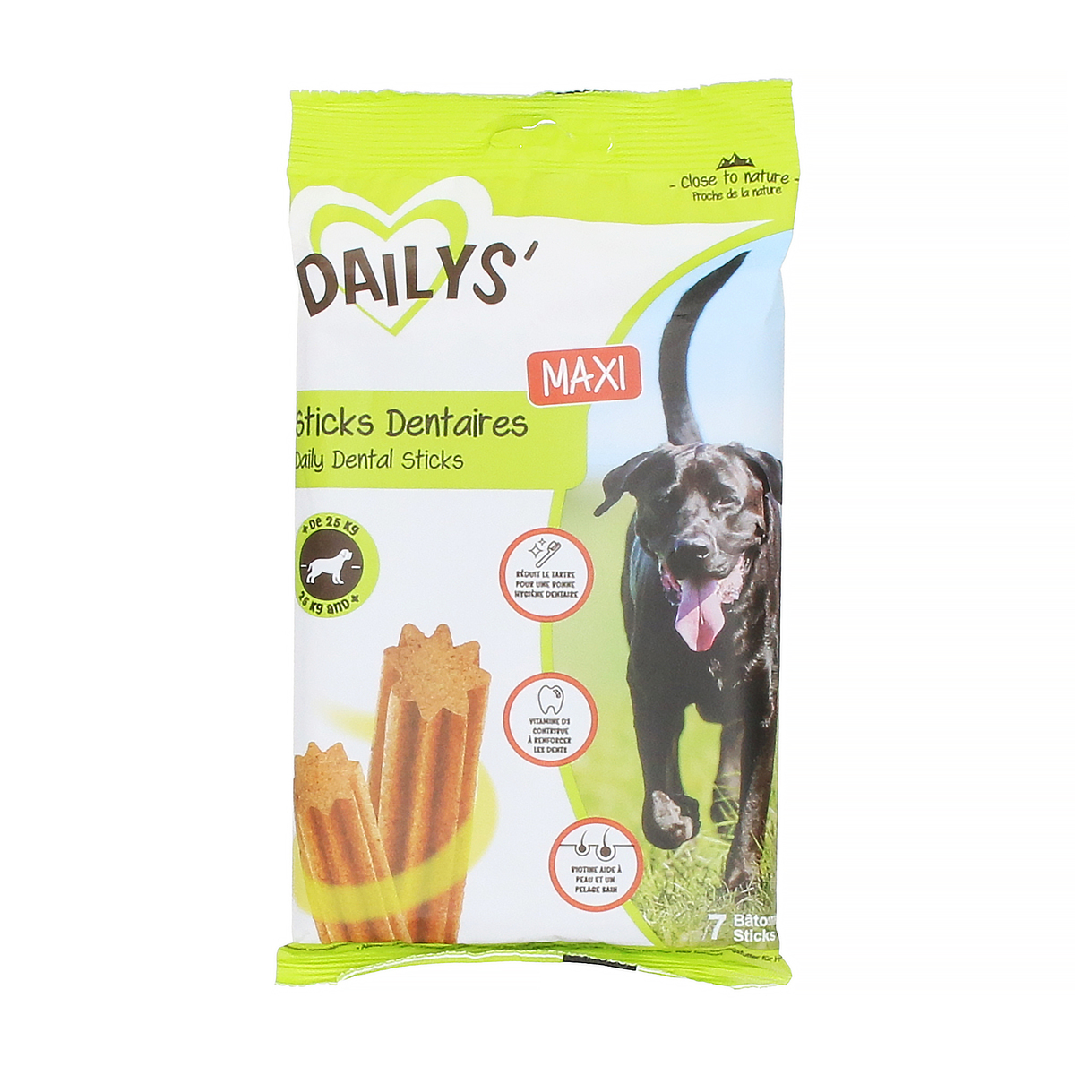 Una bolsa de sticks dentales Daily's Maxi para perros grandes