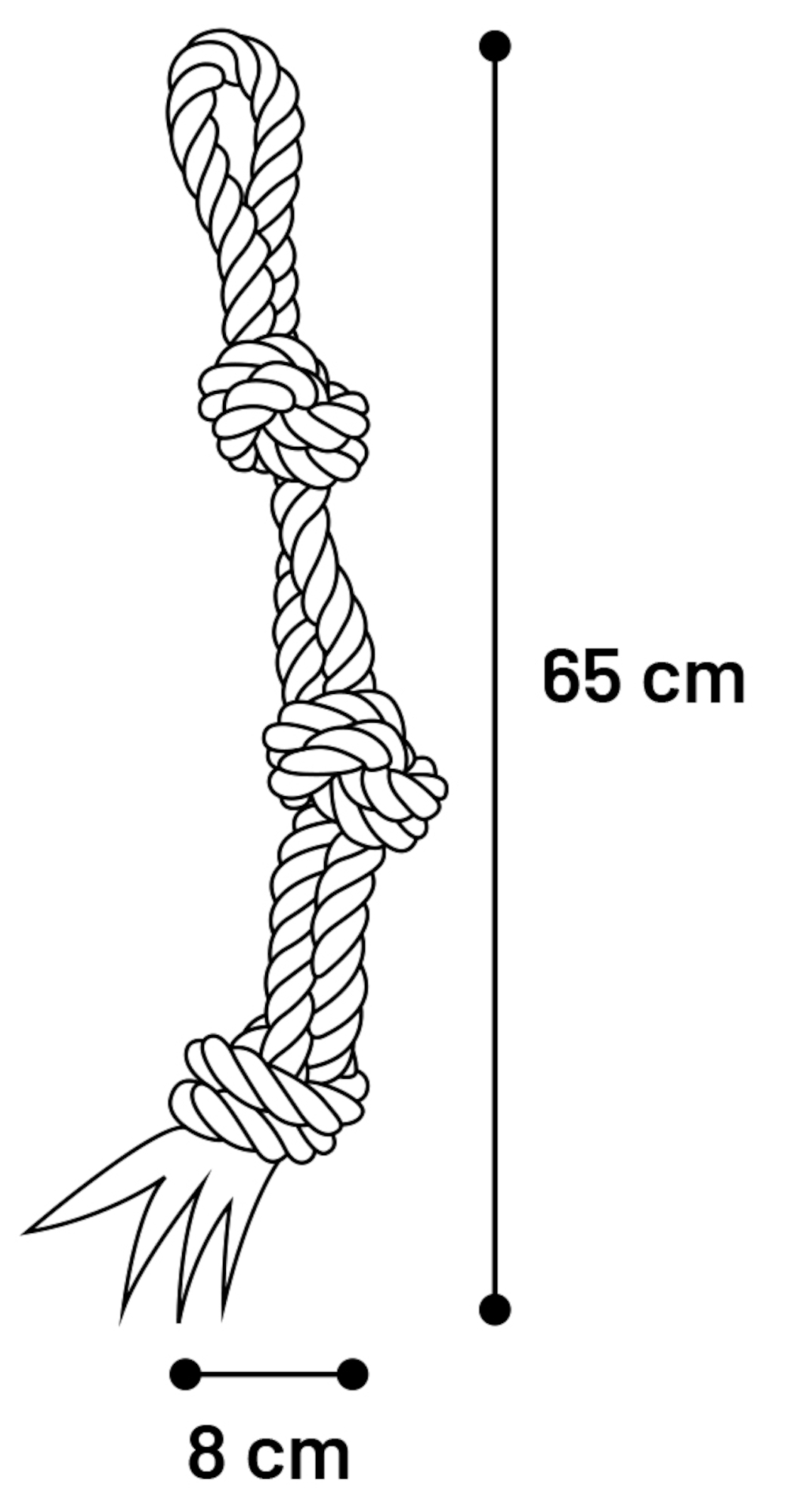 Jouet en corde à 3 nœuds JIM - Bleu/Blanc