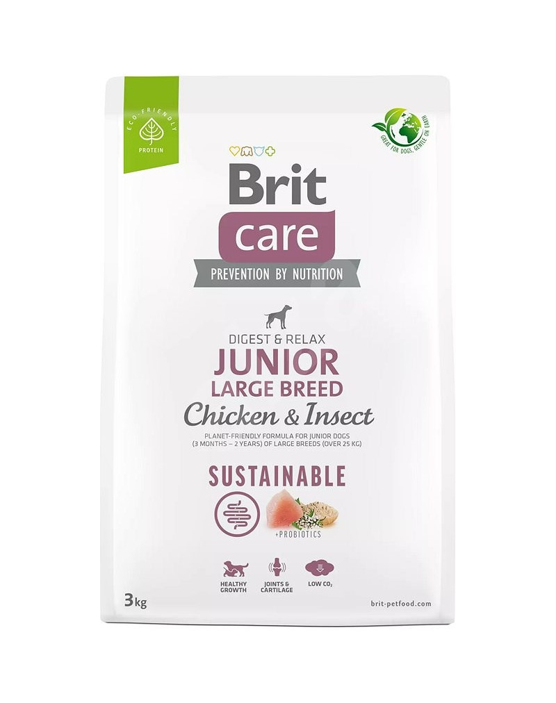 Brit Care Sustainable Junior Large Breed Pollo e Insectos para cachorros