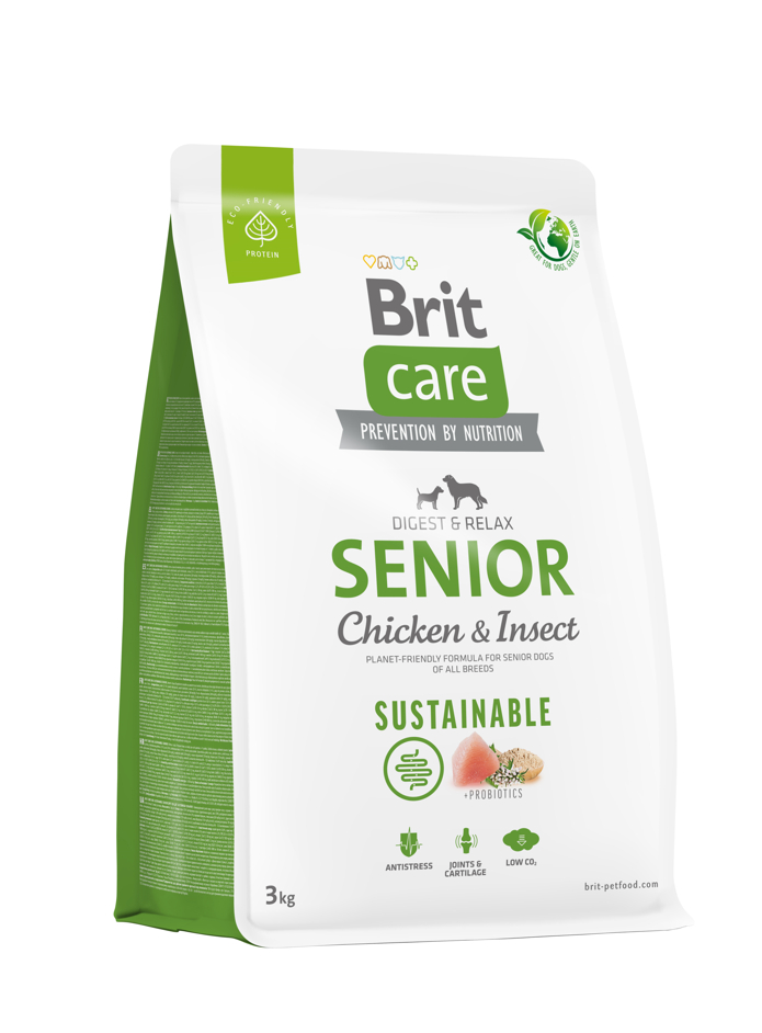 BRIT Care Sustainable Senior com frango e insetos para cão sênior