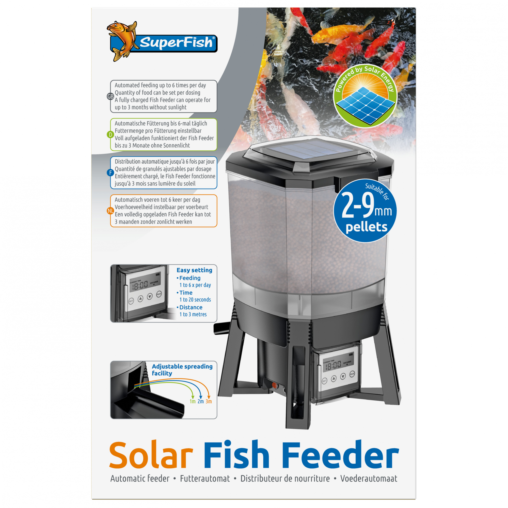 SuperFish Distributeur de nourriture solaire pour poissons de bassin 