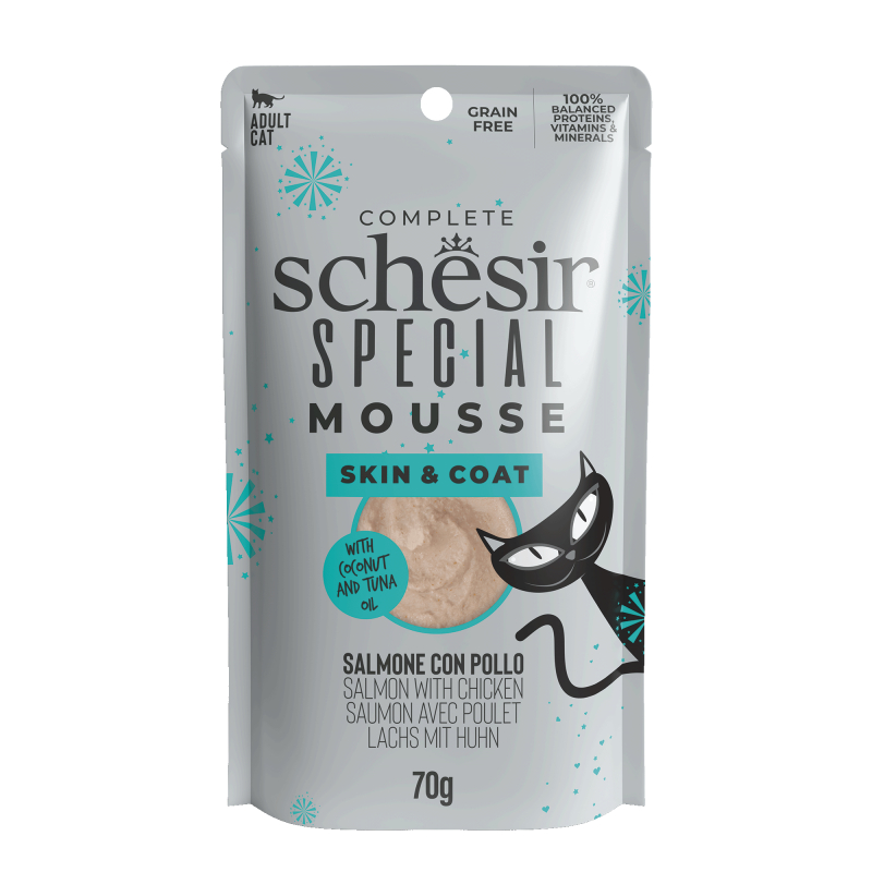 Schesir Special Need Mousse Skin & Coat para gato - Salmão/Frango