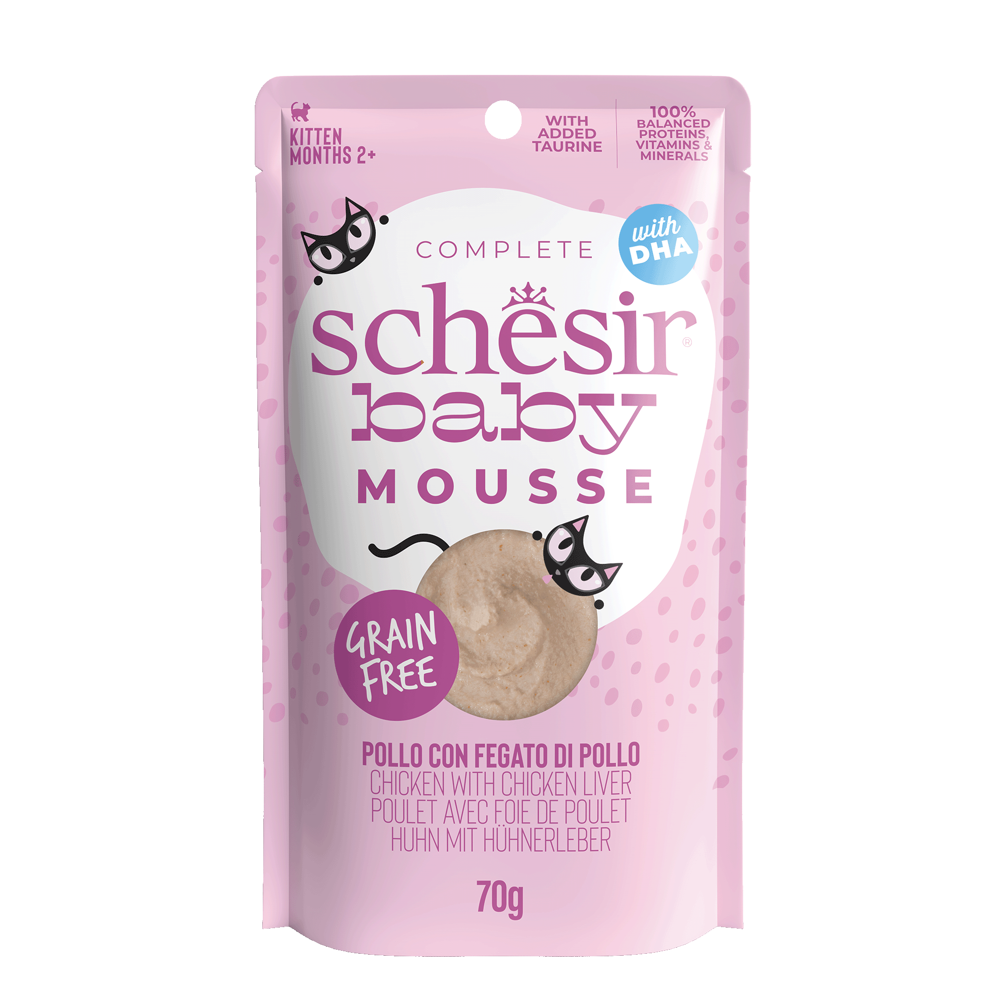 SCHESIR Baby Grain Free Mousse para gatitos - 2 sabores para escoger