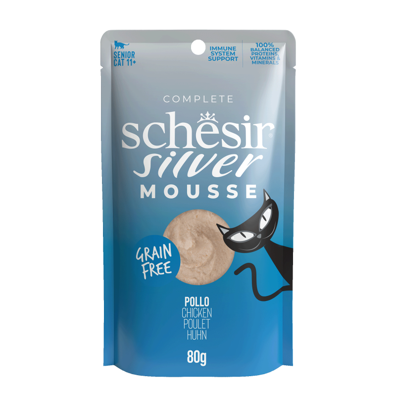 SCHESIR Senior Lifestage Velvet Mousse für Senior-Katzen - 2 Geschmacksrichtungen zur Auswahl