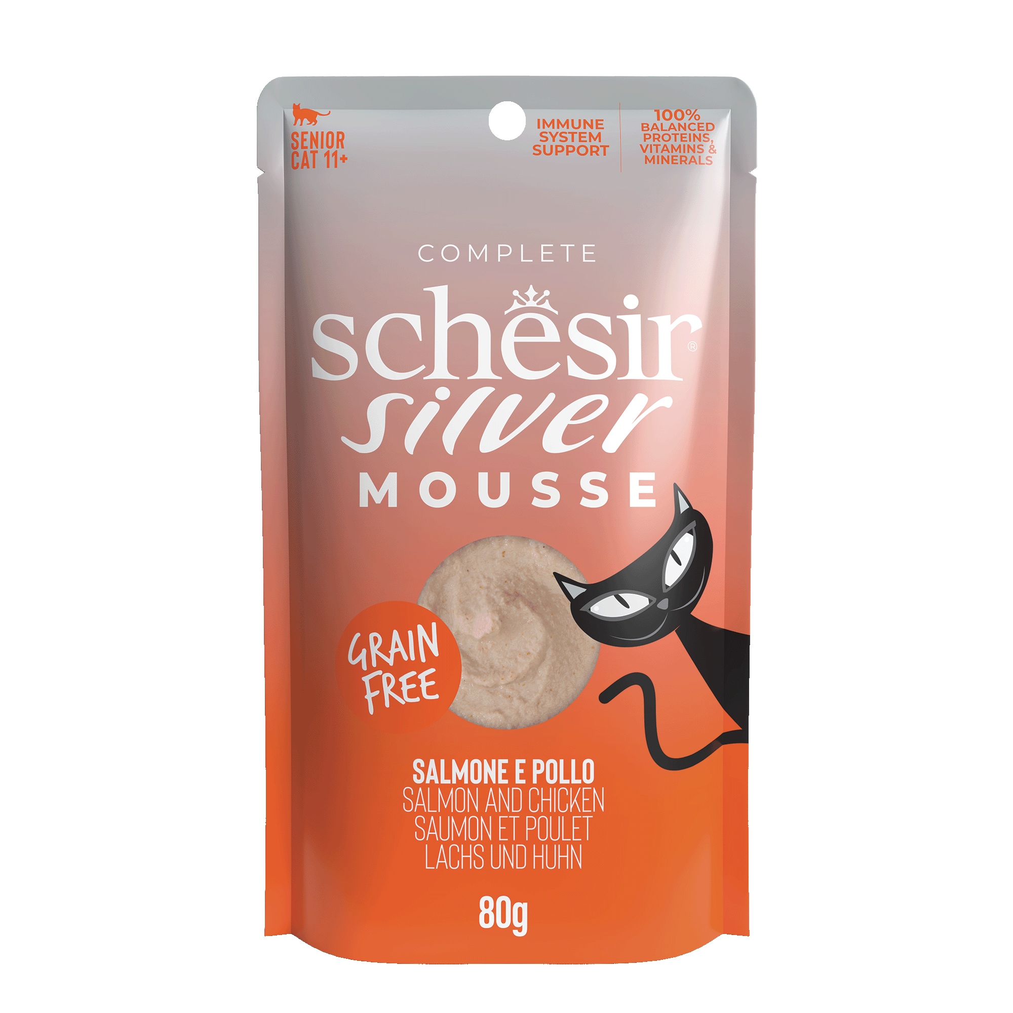SCCHESIR Senior Lifestage Velvet Mousse per gatti anziani - 2 gusti tra cui scegliere